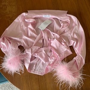 Rumors tie top with feather sleeves size L